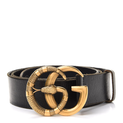Gucci Faded Calfskin Snake Double G 40mm Belt 100 40 Black 1 of 4