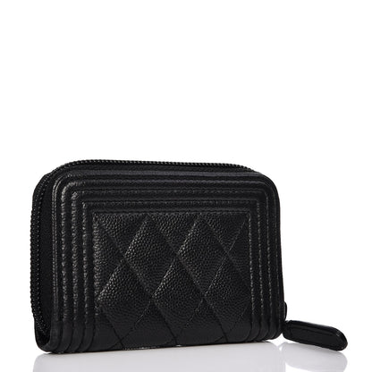 Chanel Caviar Quilted Boy Zip Around Coin Purse Wallet So Black 3 of 7