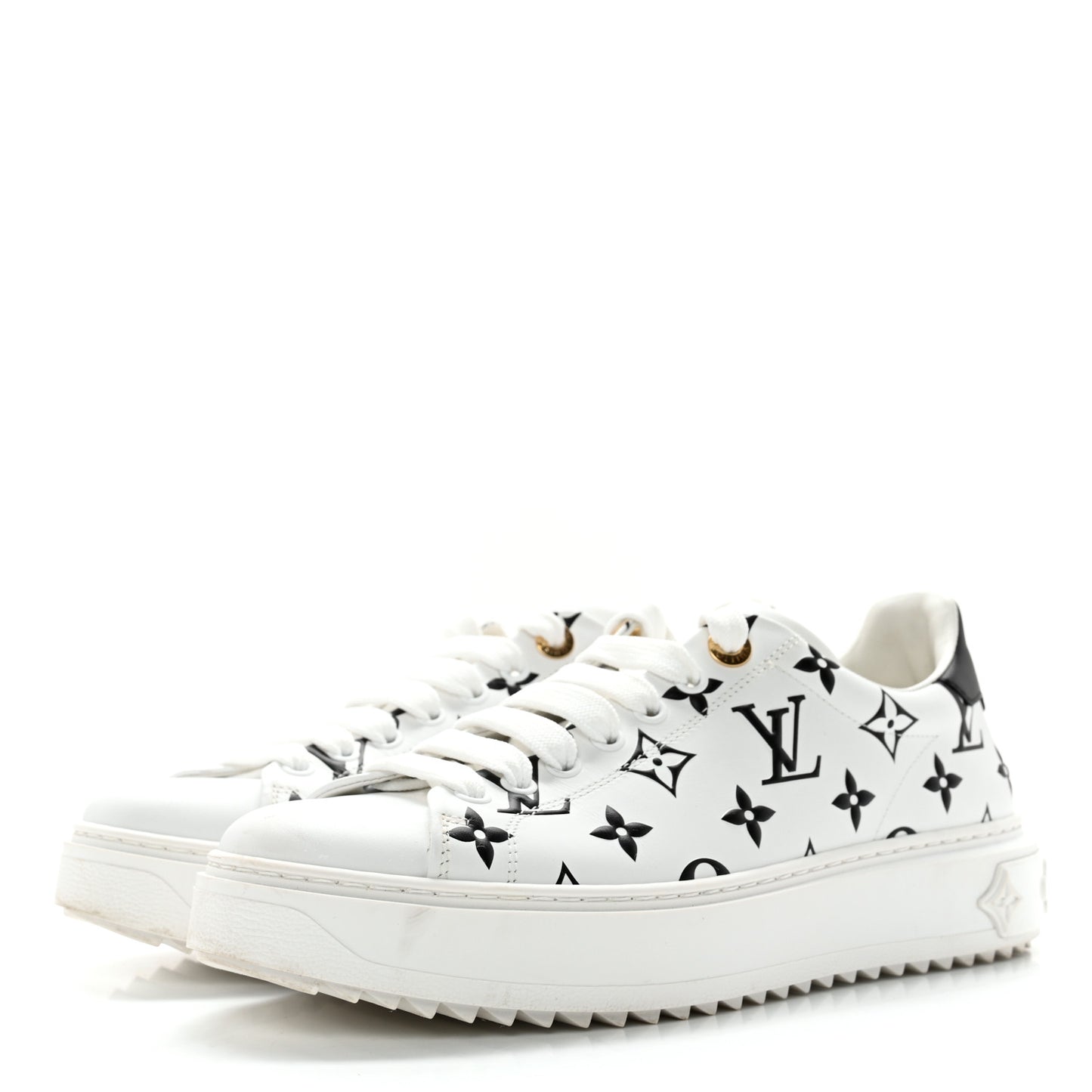 Calfskin Monogram Debossed Time Out Sneakers 39 Black