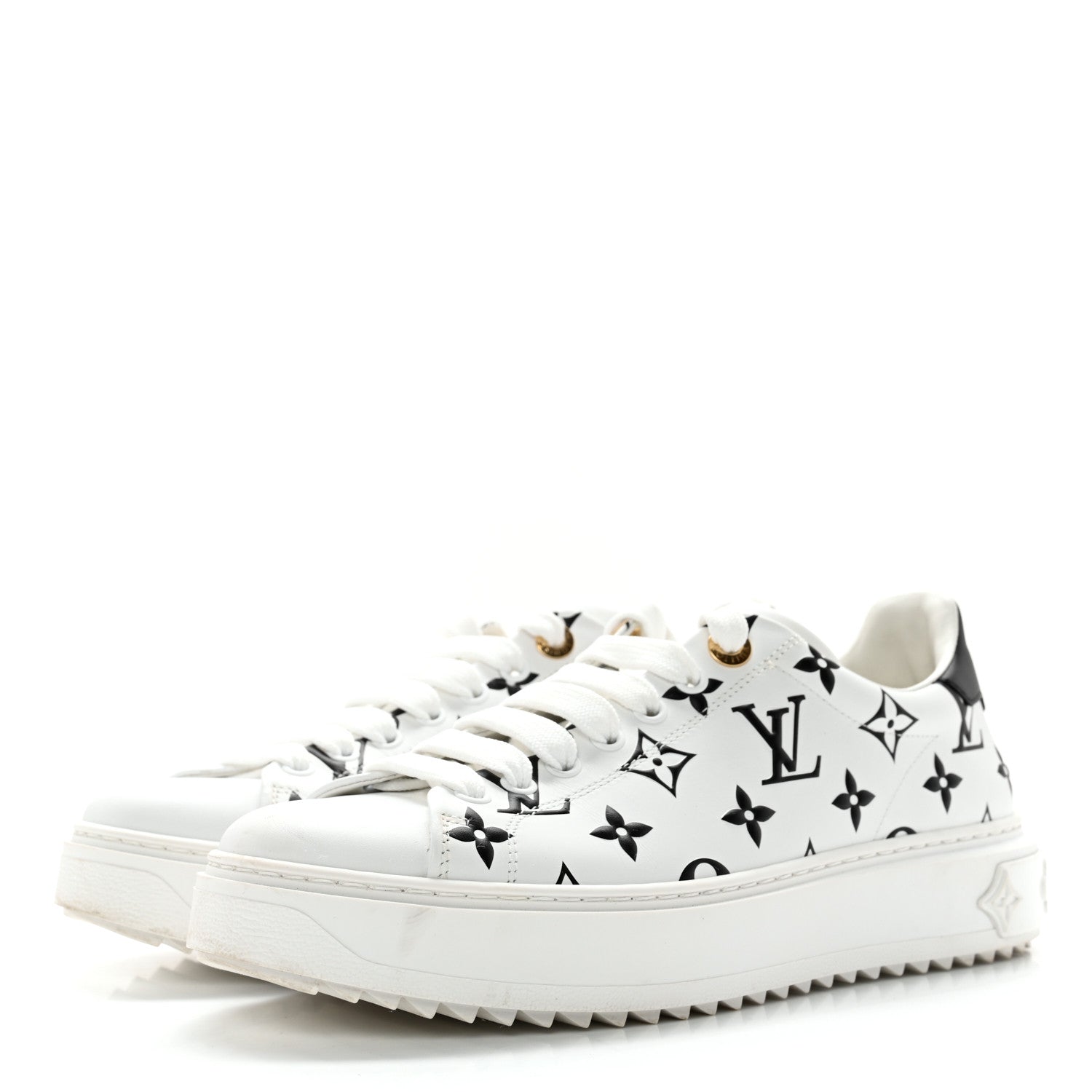 Louis Vuitton Calfskin Monogram Debossed Time Out Sneakers 39 Black 3 of 13