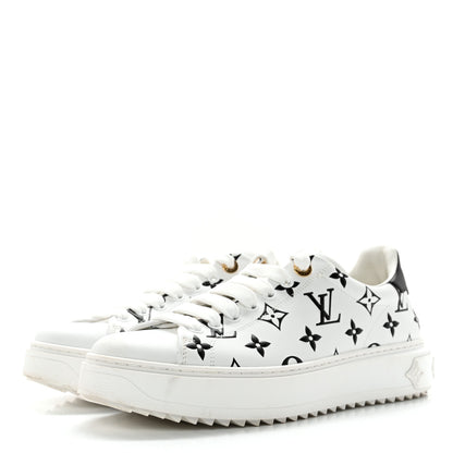 Louis Vuitton Calfskin Monogram Debossed Time Out Sneakers 39 Black 3 of 13
