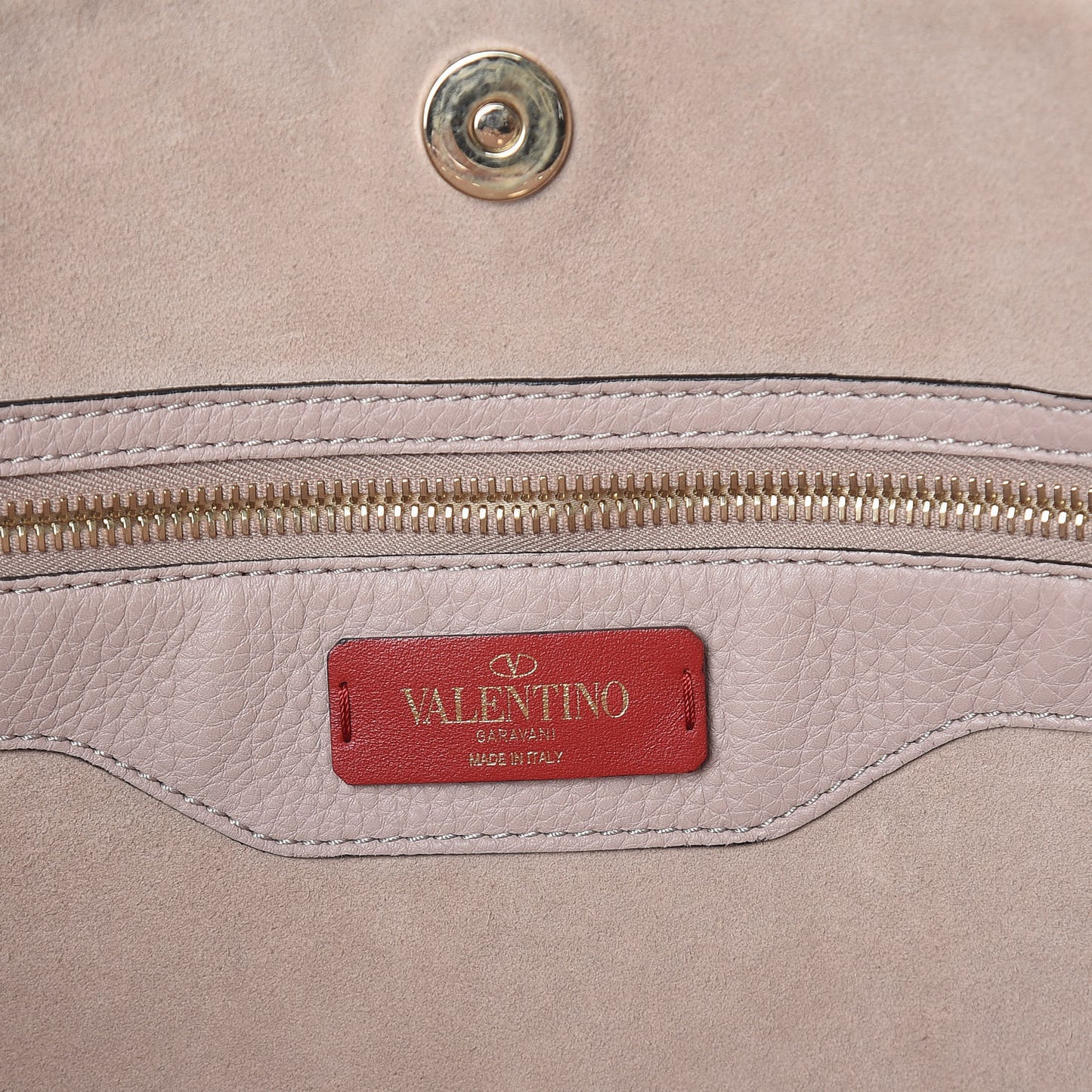 Grained Calfskin Rockstud Shoulder Tote Poudre