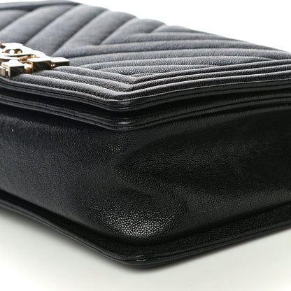 Chanel Caviar Chevron Quilted Medium Boy Flap Black 10 of 11
