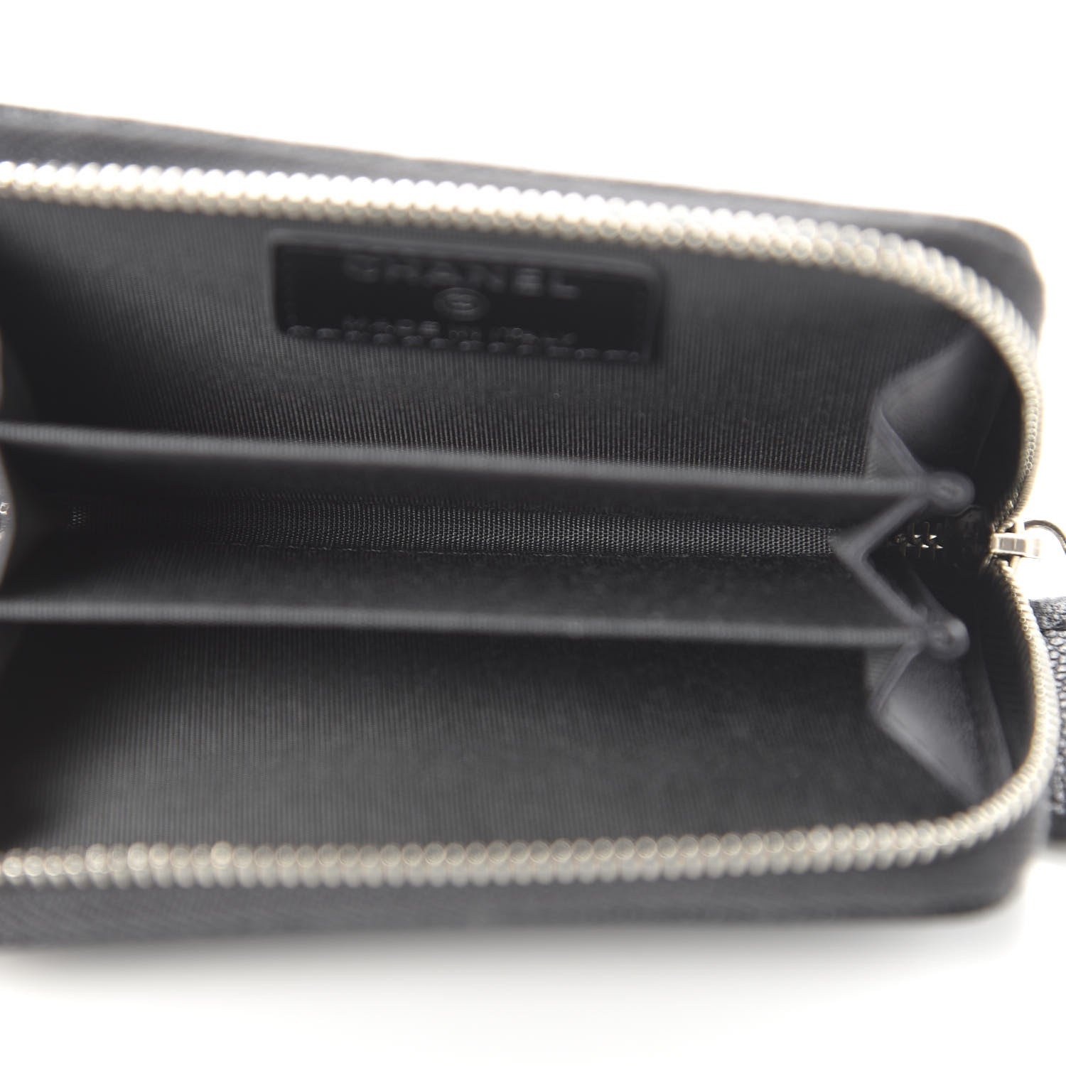 Chanel Metallic Caviar Quilted CC Zip Around Coin Purse Wallet Dark Grey 5 of 11