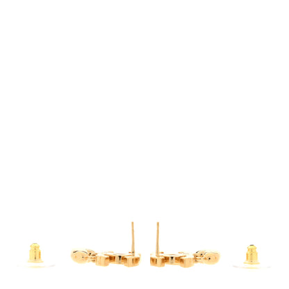 Chanel Metal Crystal CC Heart Drop Earrings Gold 3 of 5