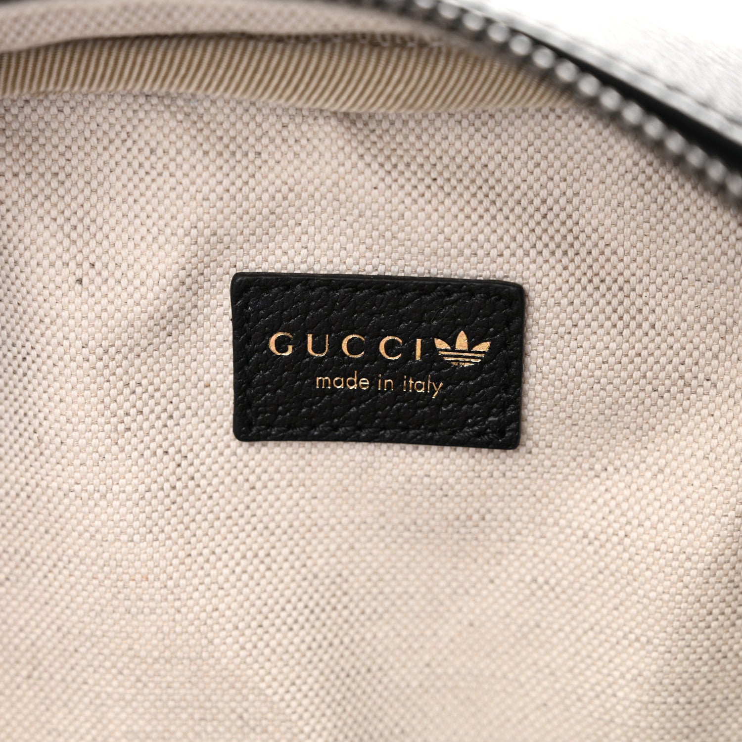 Gucci X ADIDAS Crystal Vintage Monogram Textured Dollar Calfskin Web Trefoil Logo Bag Bright Splash Off White Black 6 of 11