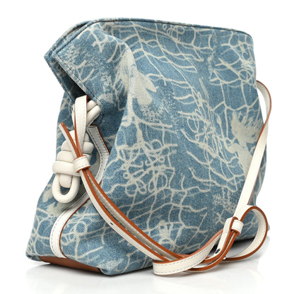 Loewe Denim Calfskin Mermaid Print Paula's Ibiza Flamenco Knot Bag Blue Tan 2 of 5