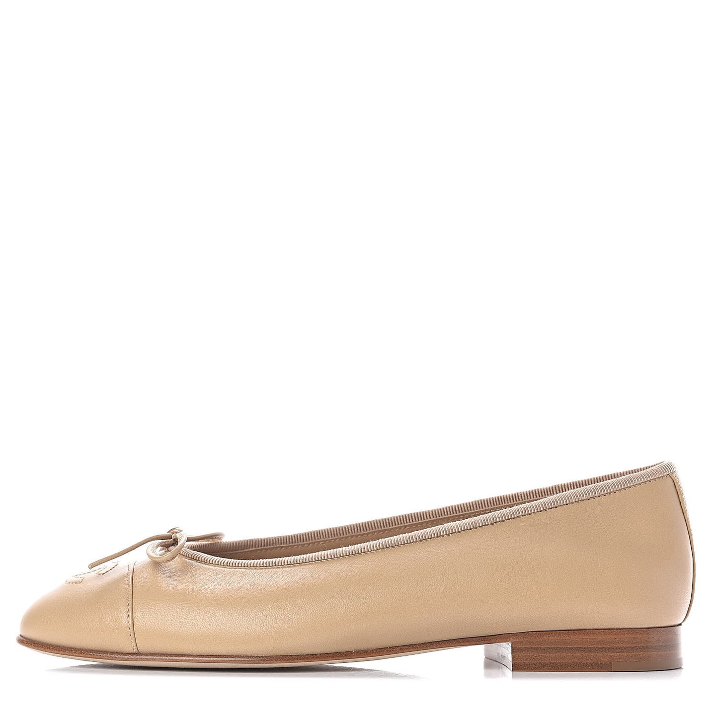 Lambskin Cap Toe CC Ballerina Flats 36.5 Beige