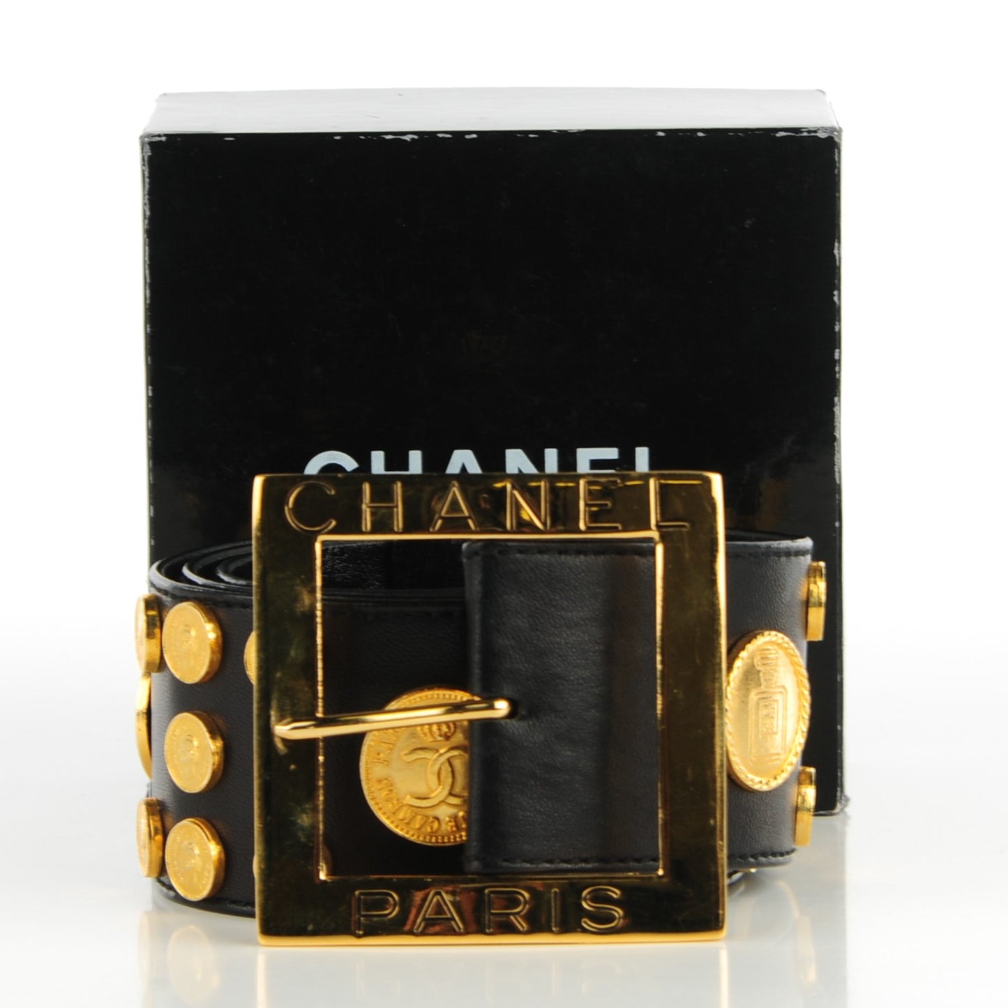 Lambskin Medallion Belt 30 75 Gold Black