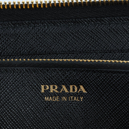 Prada Saffiano Metal Zip Around Wallet Nero Black 6 of 7