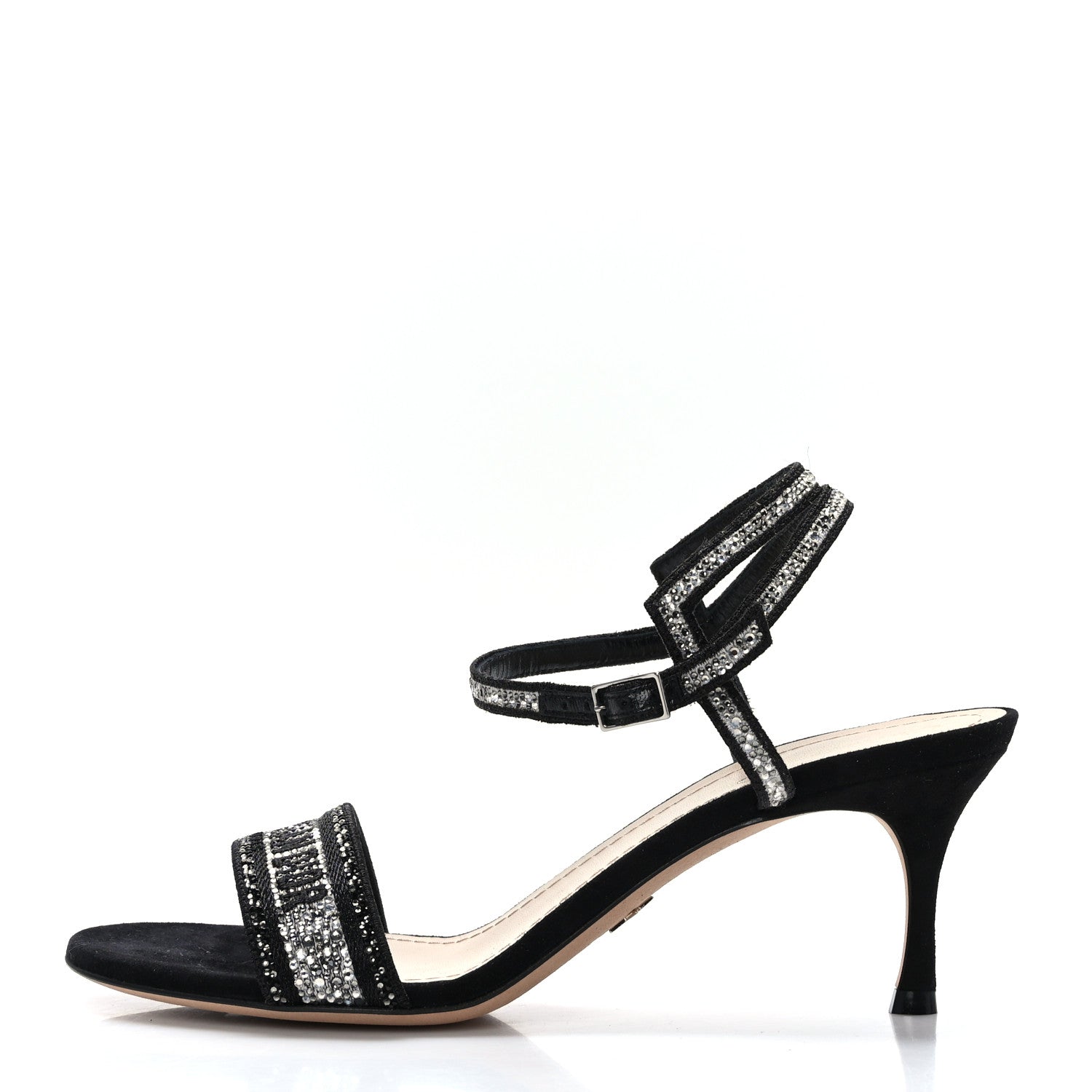 Christian Dior Crystal Suede Embroidered Dway 65mm Sandals 38 Black 1 of 8