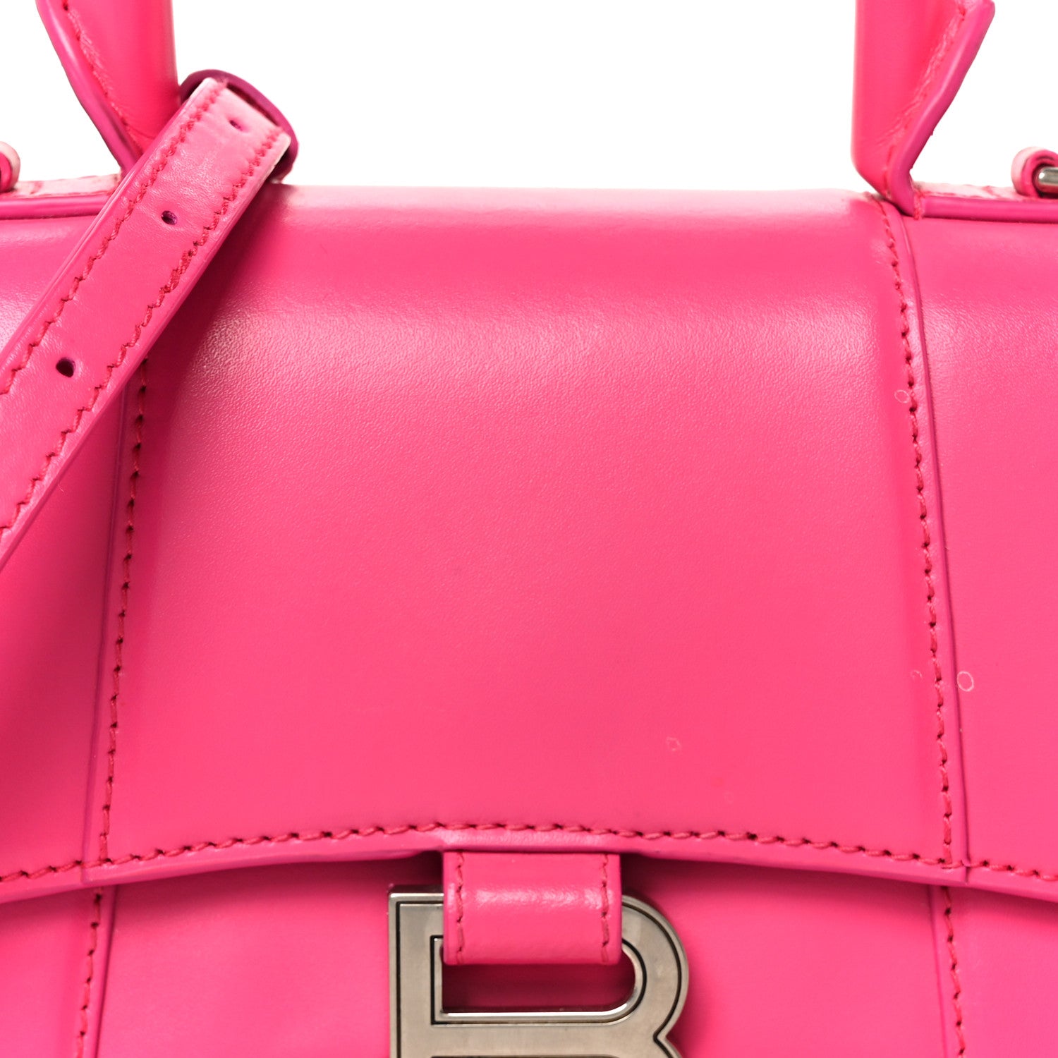 Balenciaga Shiny Box Calfskin Hourglass Top Handle Bag XS Acid Fuchsia 8 of 10