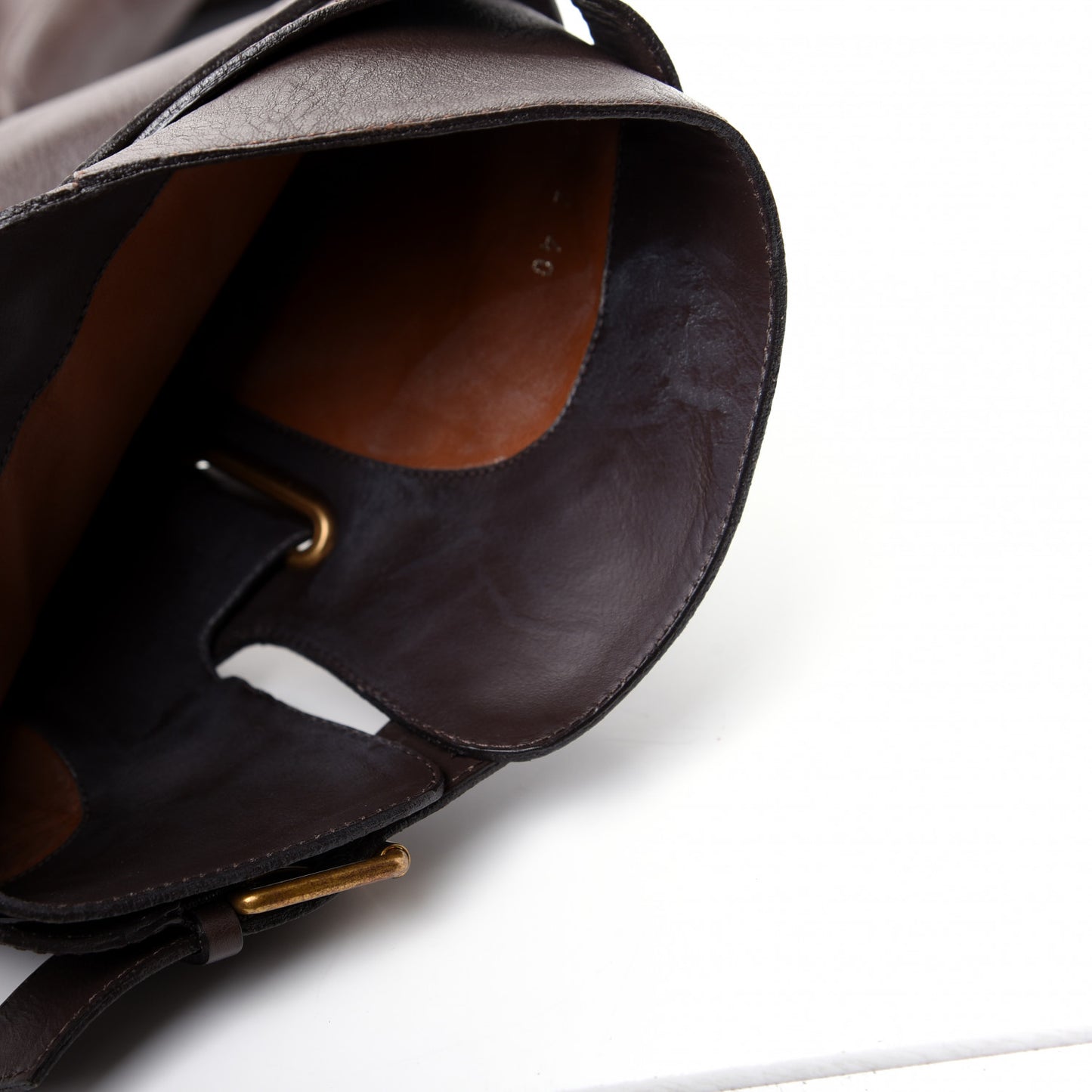Calfskin Knee High Buckle Boots 40 Brown