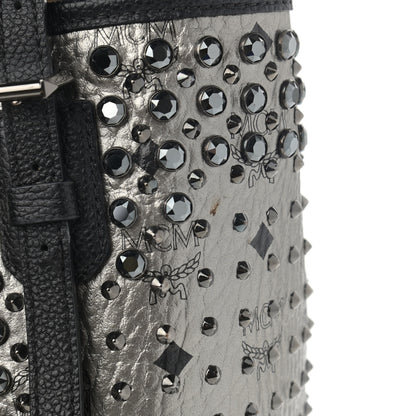 MCM Visetos Swarovski Crystal Shopper Tote Silver 12 of 15