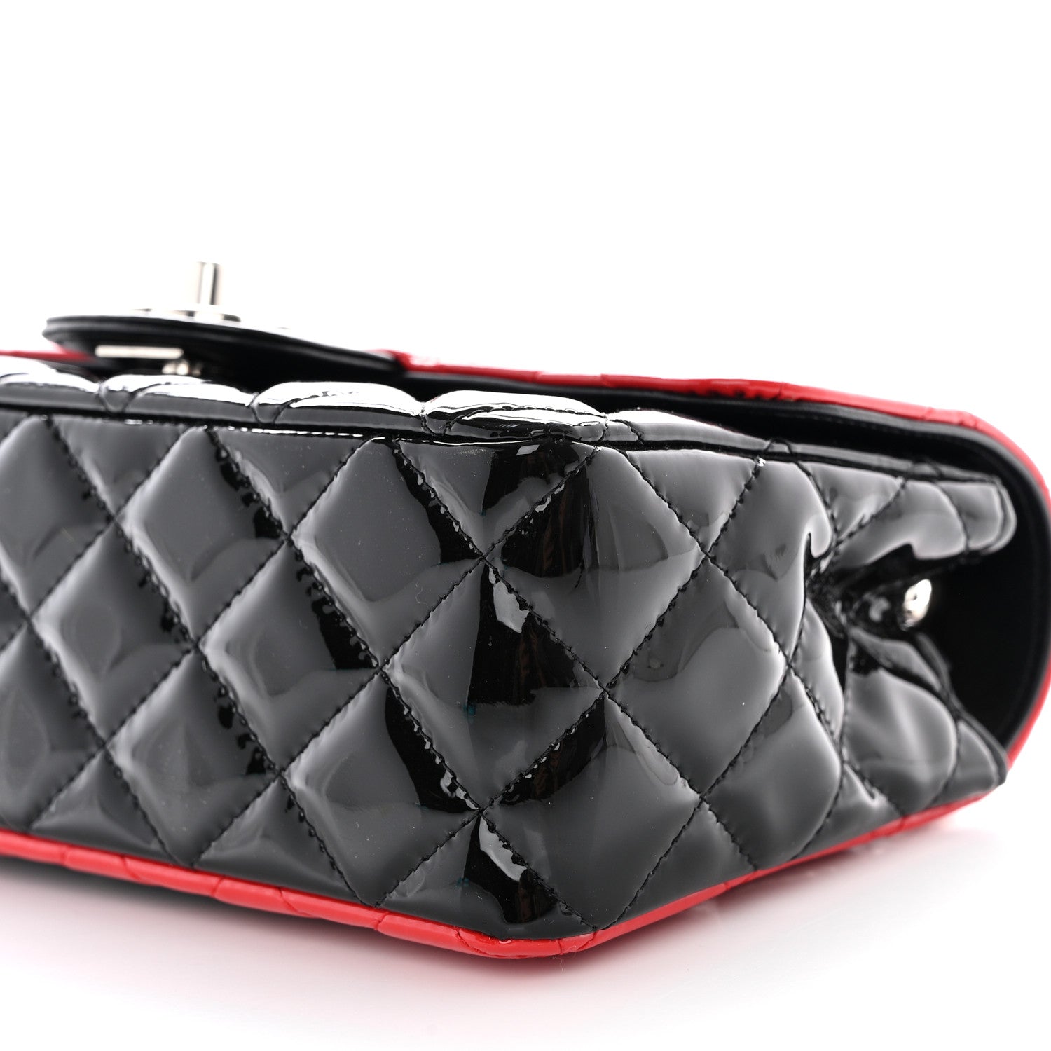Chanel Patent Calfskin Quilted Bi-Color Mini Rectangular Flap Red Black 10 of 10
