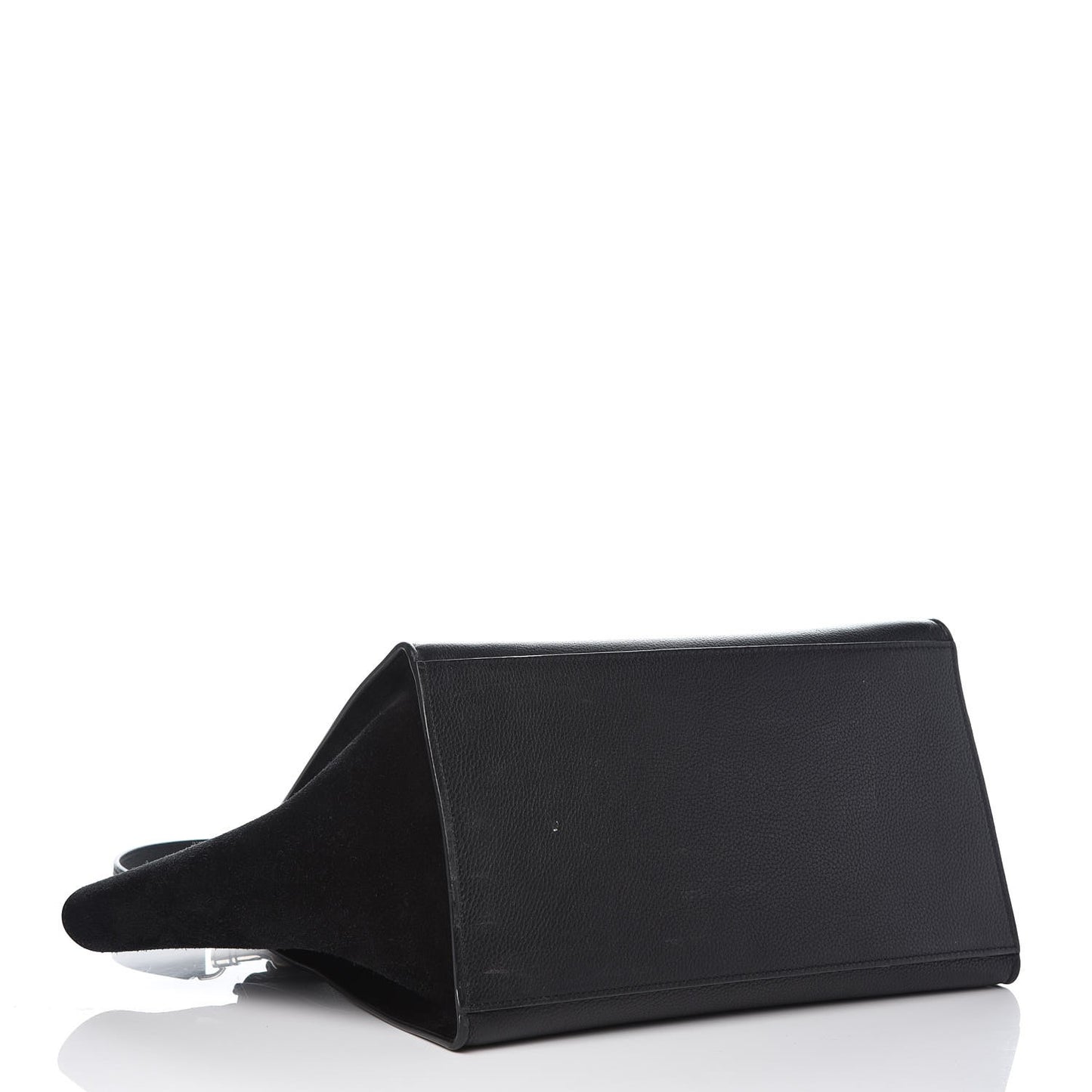 Drummed Calfskin Suede Medium Trapeze Black