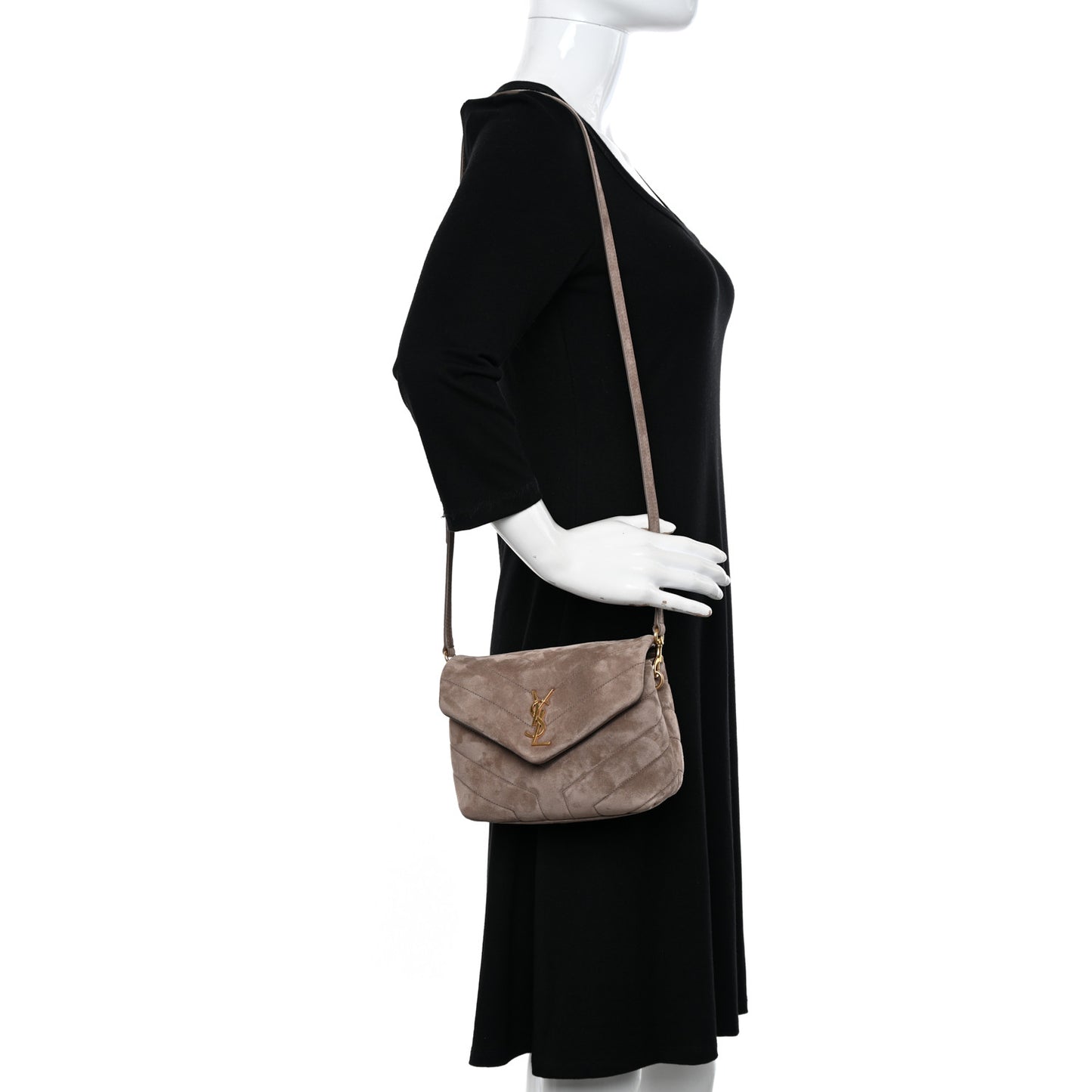 Suede Toy Loulou Shoulder Bag Taupe