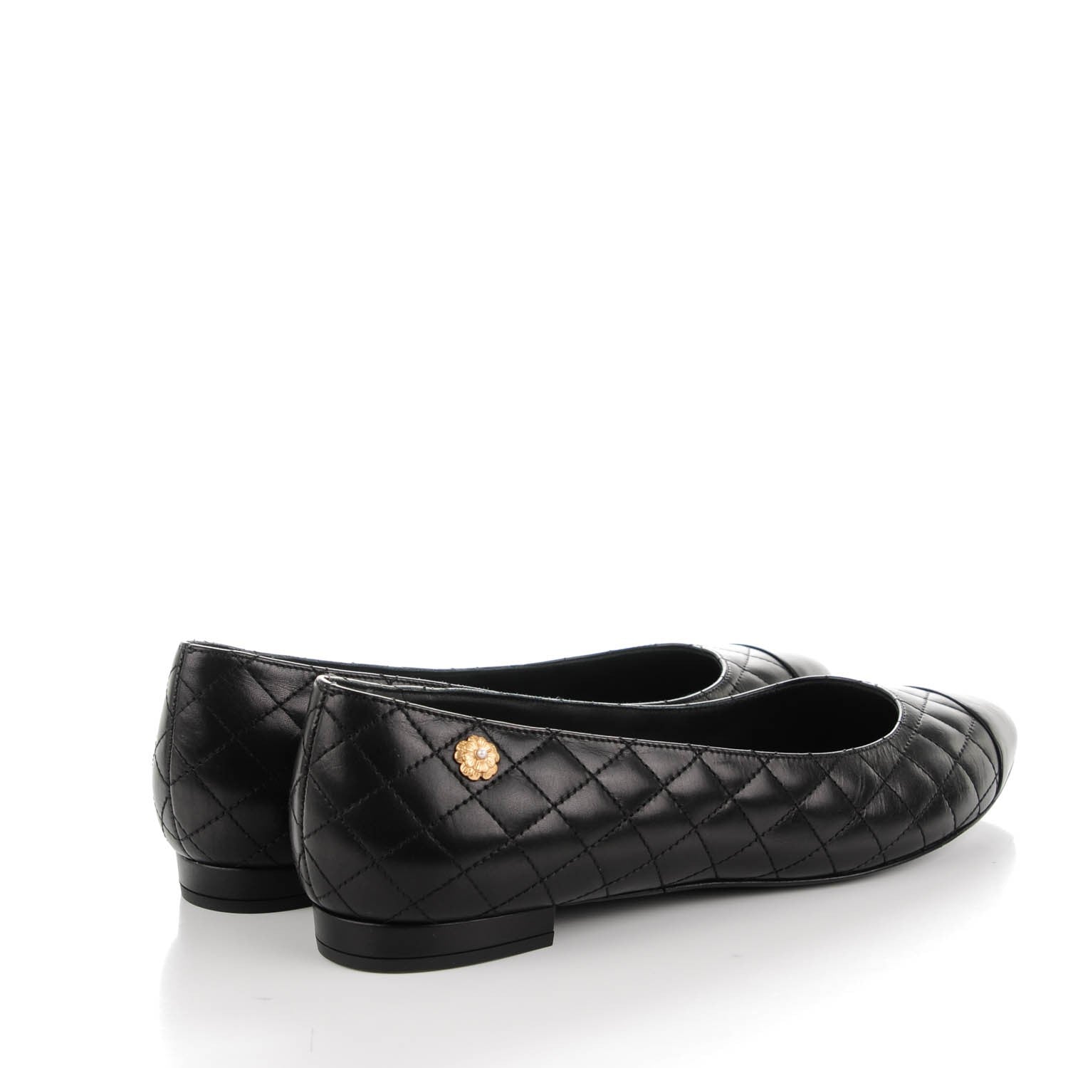 Chanel Calfskin Quilted Cap Toe Ballerina Flats 39 Black 4 of 9