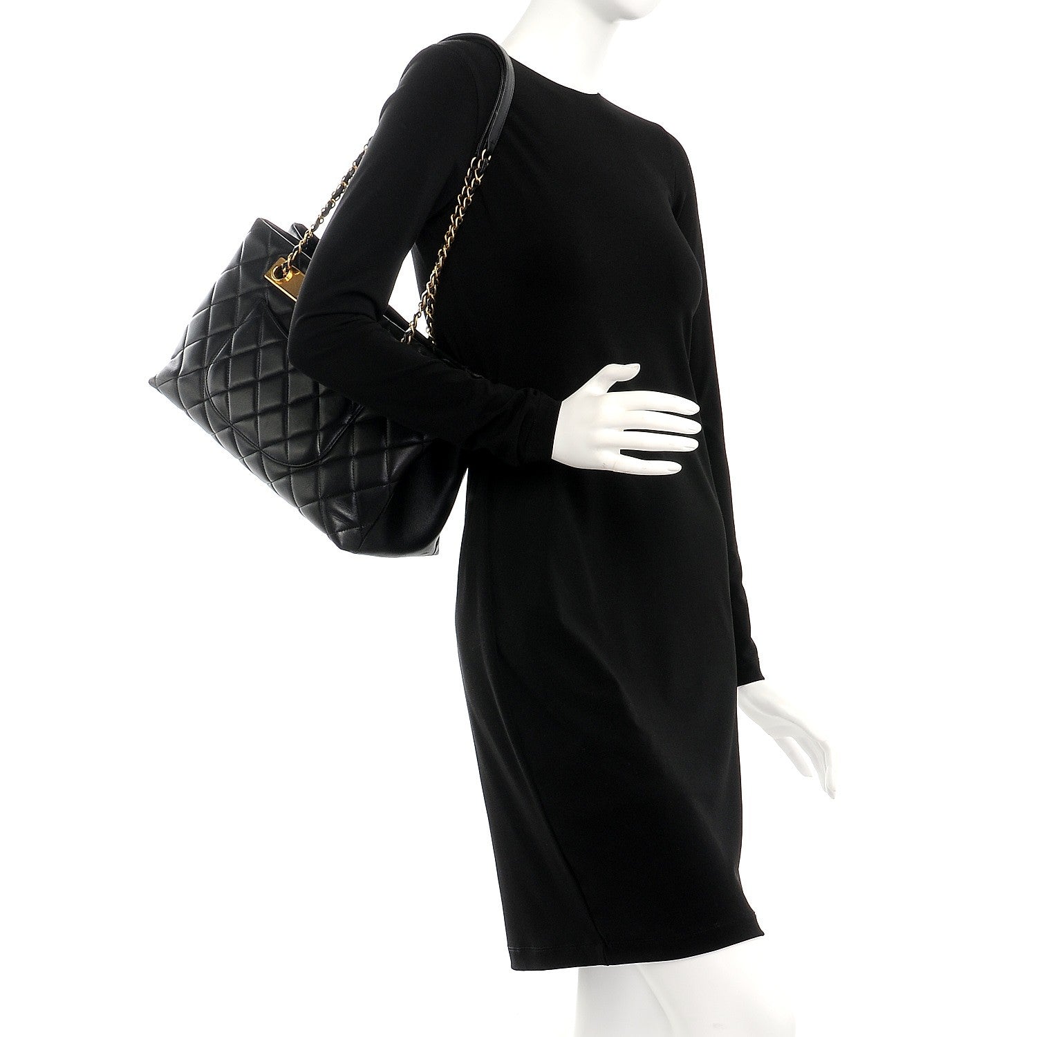 Chanel Lambskin Quilted Trendy CC Tote Black 2 of 8
