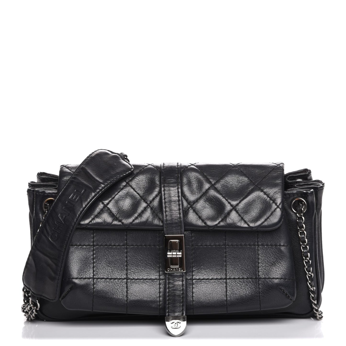 Lambskin Quilted Accordion Mademoiselle Flap Black