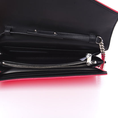Saint Laurent Patent Grain De Poudre Matelasse Chevron Monogram Chain Wallet Neon Pink 5 of 9