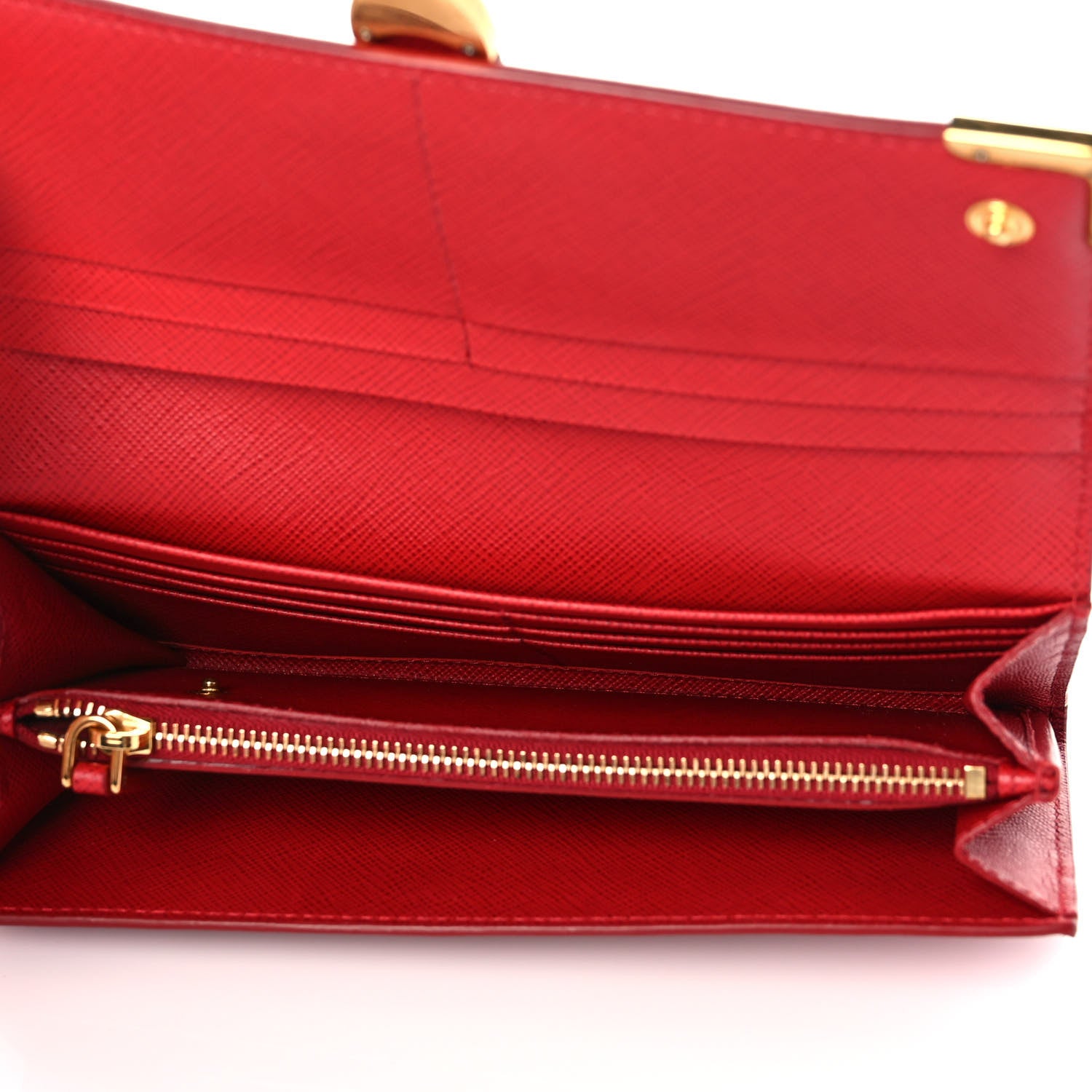 Prada Saffiano Cahier Continental Flap Travel Wallet Fuoco 6 of 12