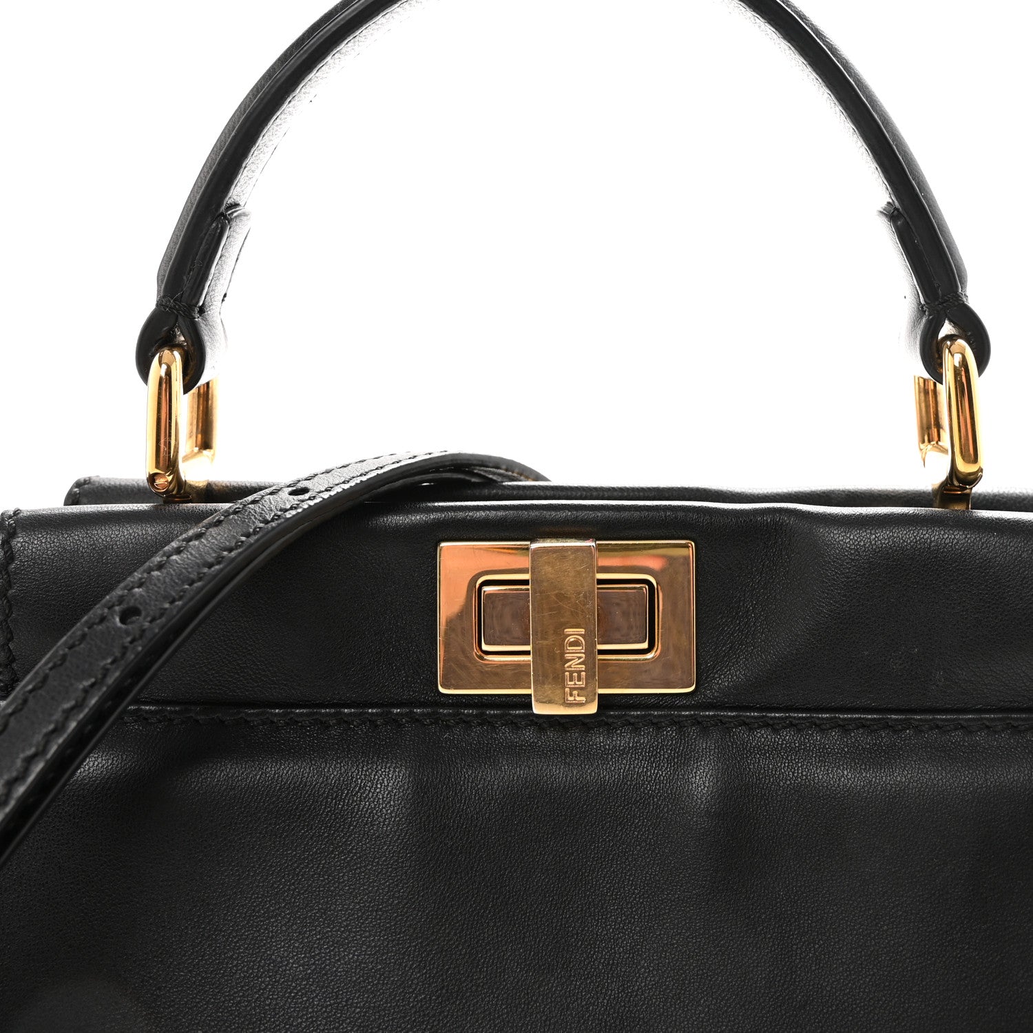 Fendi Nappa Mini Peekaboo Iconic Satchel Black 7 of 9