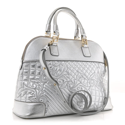 Versace Metallic Quilted Nappa Altea Vanitas Lady Athena Silver 3 of 13