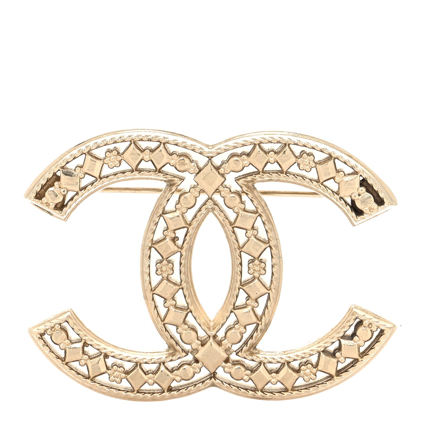 Metal CC Brooch Light Gold