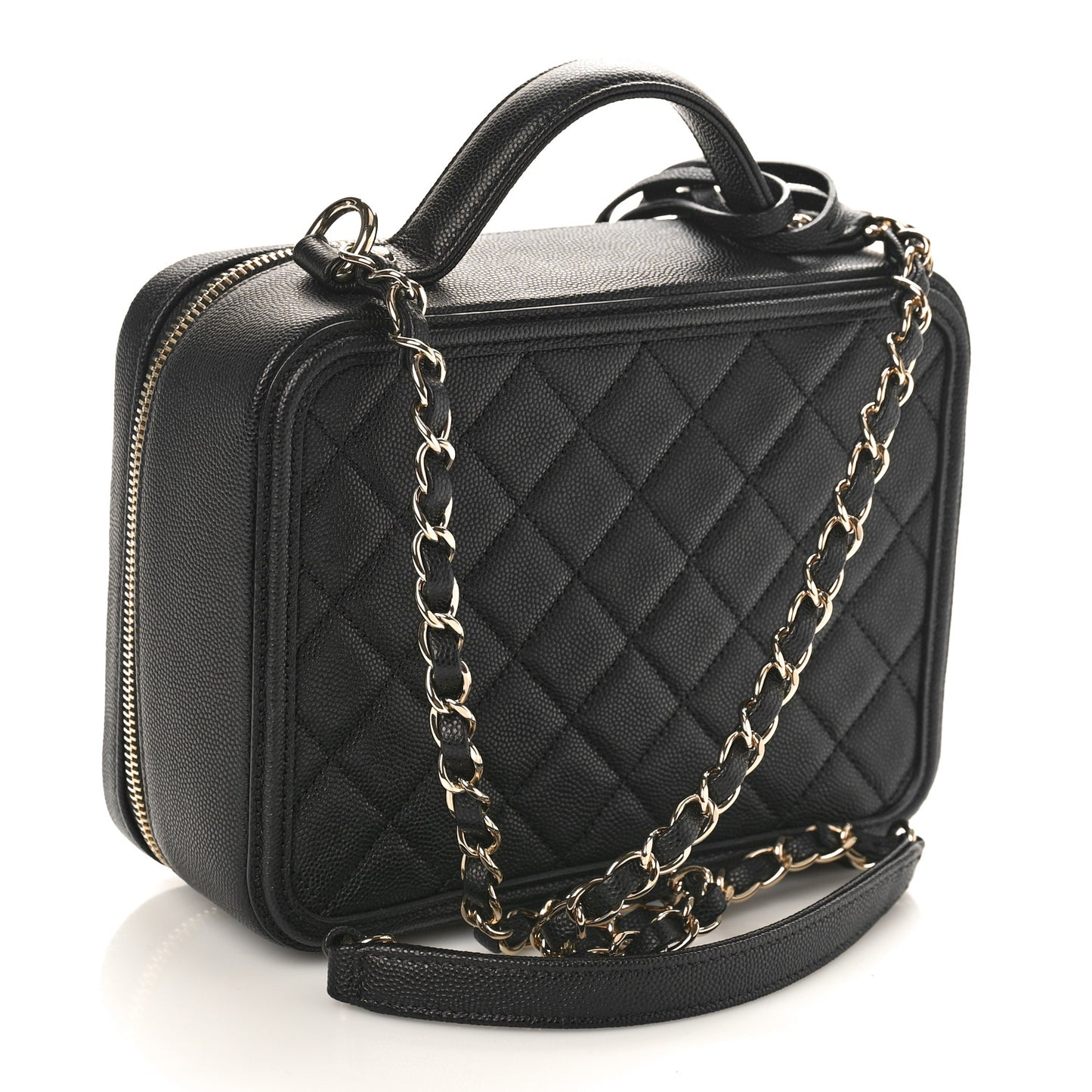 Caviar Quilted Medium CC Filigree Vanity Case Black