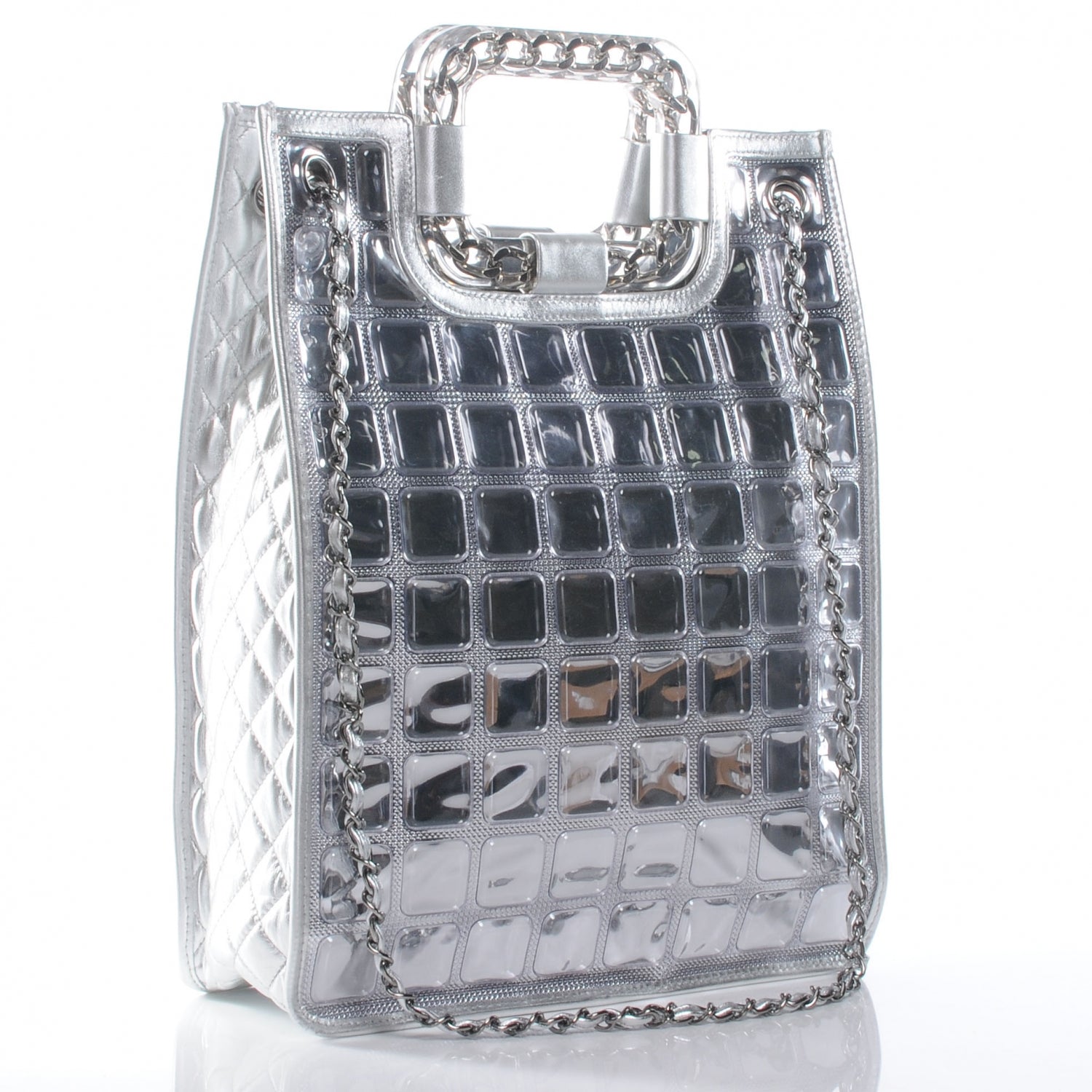 Chanel Vinyl Ice Cube Large Shopper Tote Silver 3 of 7
