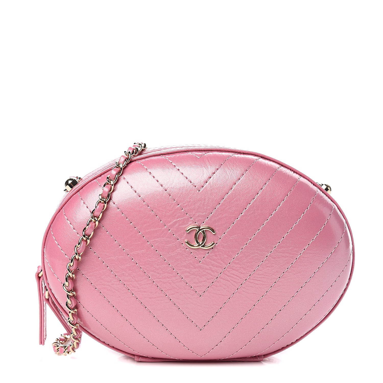 Chanel Calfskin Chevron Stitched Evening Bag Pink 1 of 10