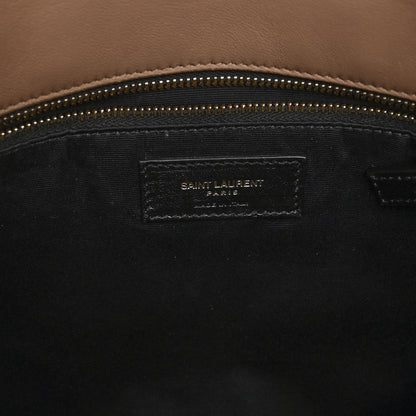 Saint Laurent Lambskin Quilted Medium Loulou Puffer Monogram Chain Satchel Dark Beige 6 of 10