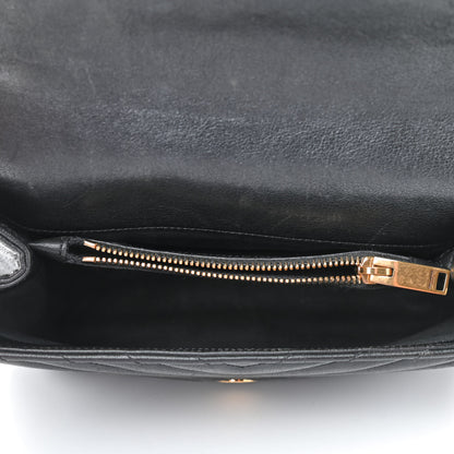 Saint Laurent Sheepskin Matelasse Chevron Monogram Medium College Bag Black 5 of 9