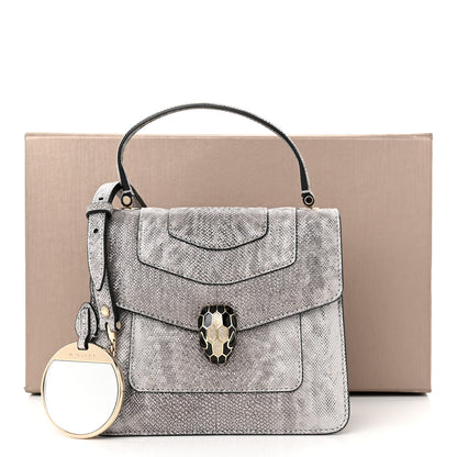 Bulgari Metallic Karung Serpenti Forever Top Handle White Agate 3 of 11
