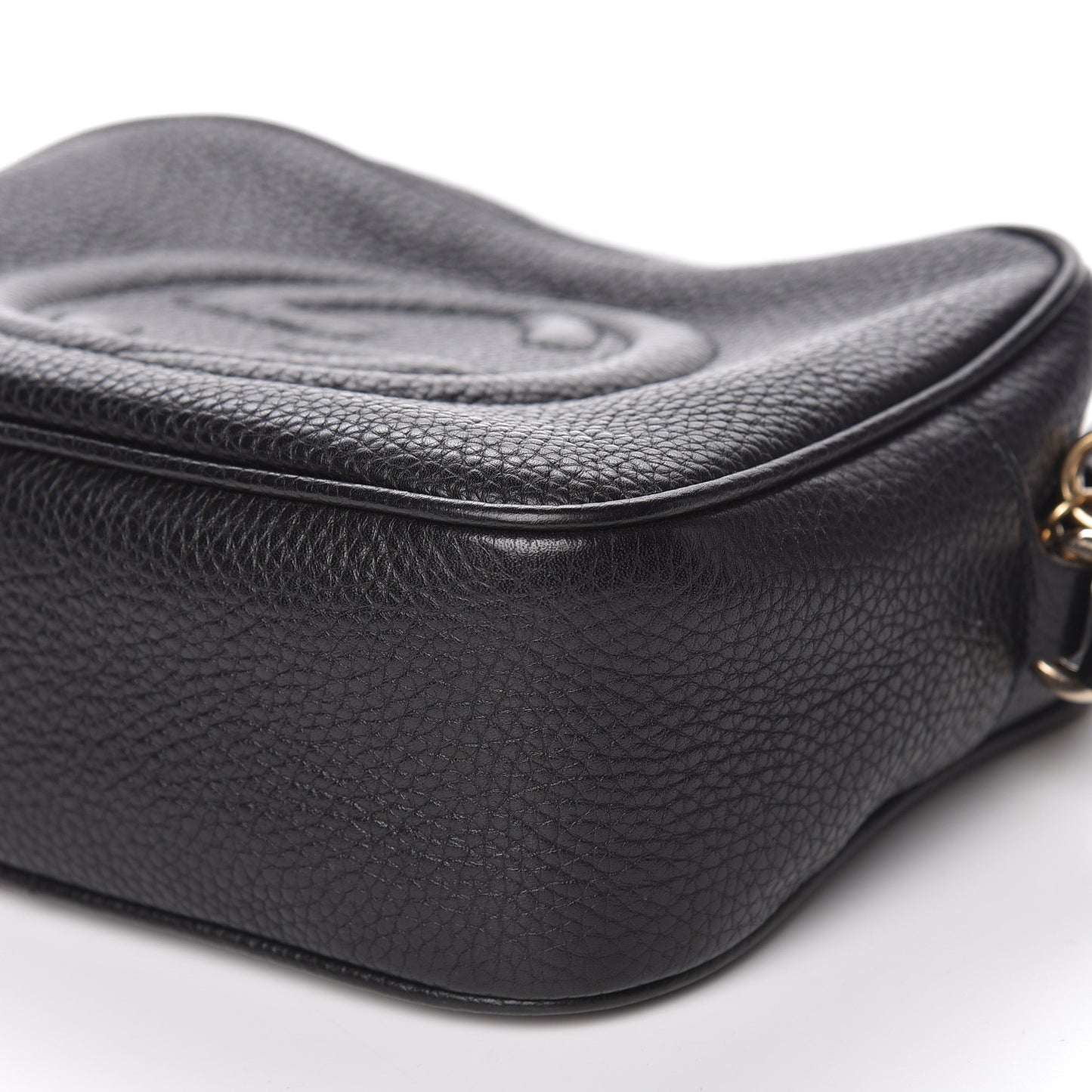 Pebbled Calfskin Small Soho Disco Bag Black