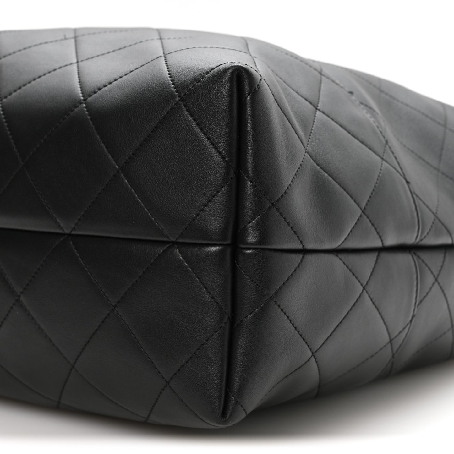 Calfskin Quilted Large Coco Base Shopping Bag Black