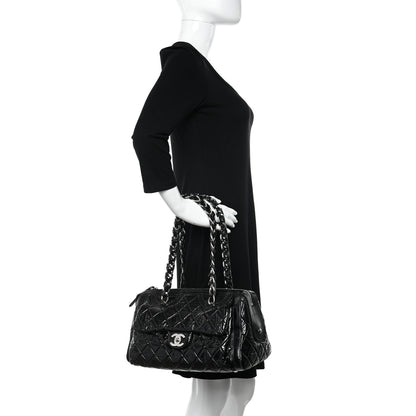 Chanel Patent Quilted Day Glo Flap Bag Black 2 of 22