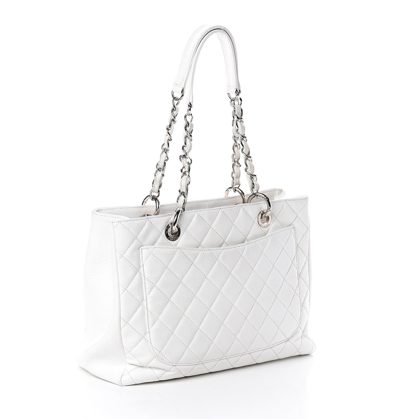 Caviar Quilted Grand Shopping Tote GST White