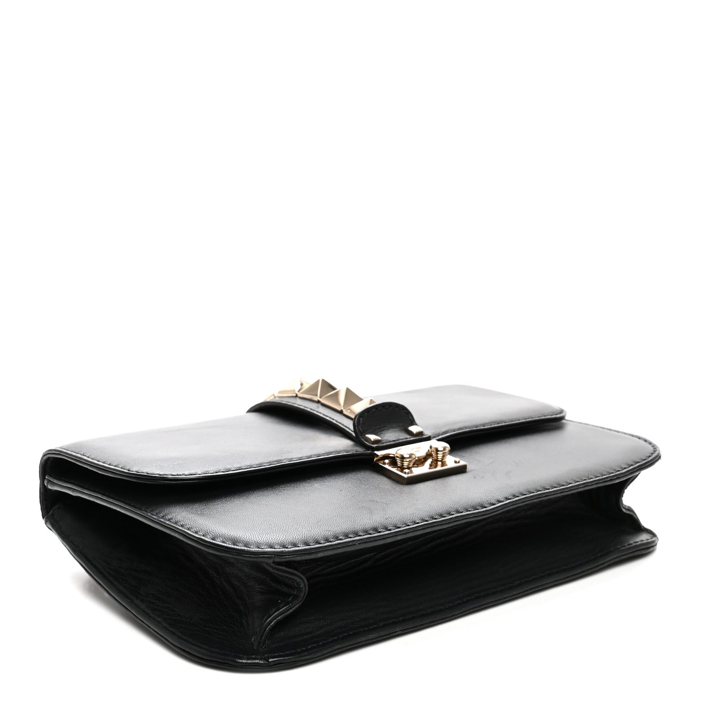 Vitello Medium Glam Lock Rockstud Flap Black