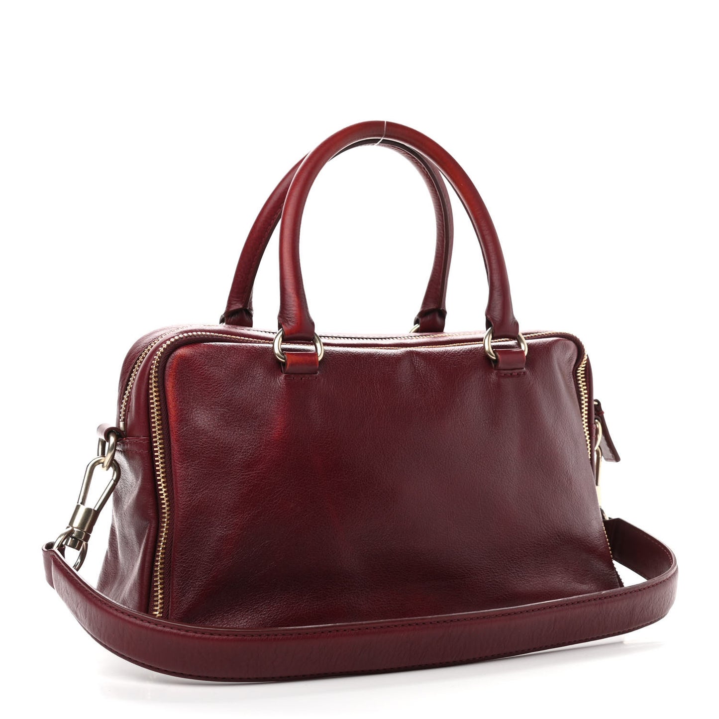 Calfskin Top Handle Satchel Burgundy