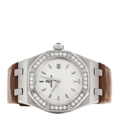Audemars Piguet Stainless Steel Calfskin Diamond 33mm Royal Oak Quartz Watch Brown 67651ST.ZZ.1261ST.01 2 of 7