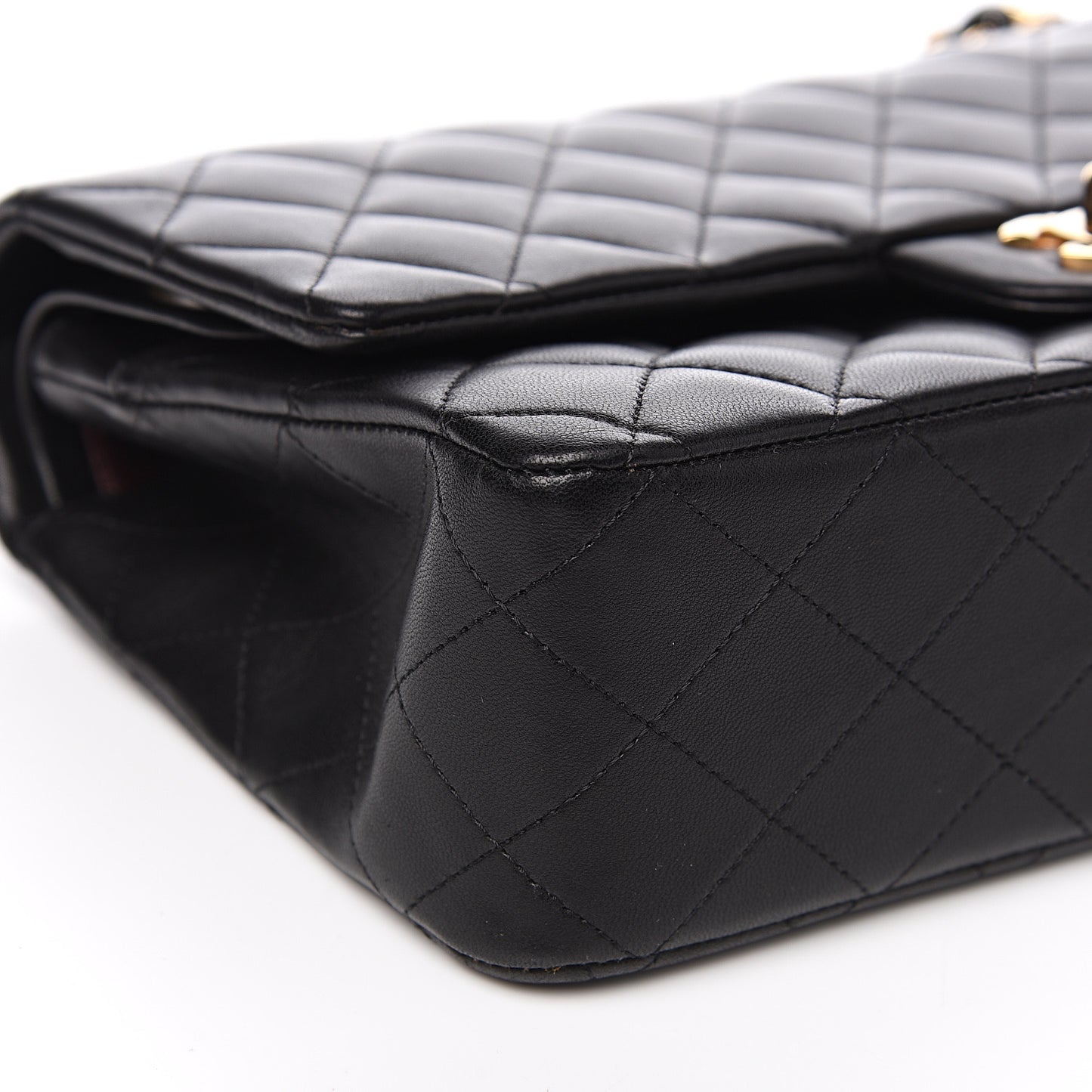 Lambskin Quilted Medium Double Flap Black