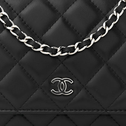 Chanel Lambskin Glitter Quilted Wallet On Chain WOC Black 9 of 11