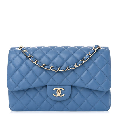 Chanel Caviar Quilted Jumbo Double Flap Blue 1 of 10