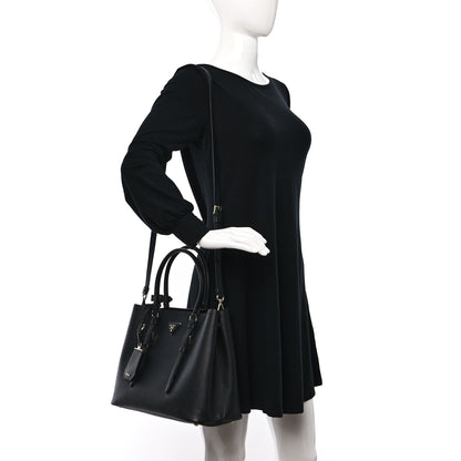 Prada Saffiano Cuir Medium Double Handle Tote Black 2 of 8