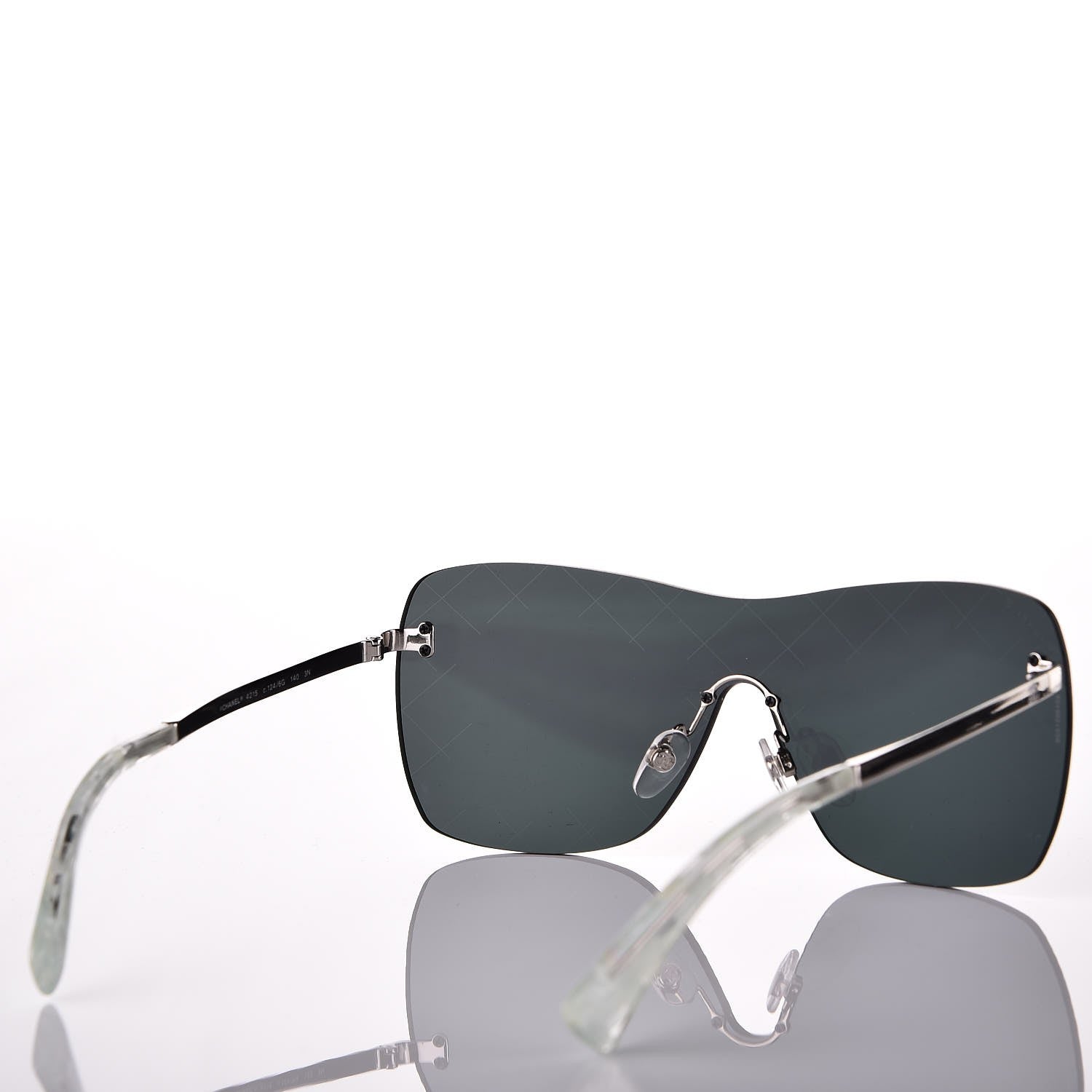 Chanel Shield Runway Sunglasses 4215 Silver Blue Mirror 4 of 10