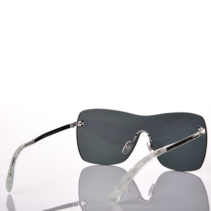 Chanel Shield Runway Sunglasses 4215 Silver Blue Mirror 4 of 10
