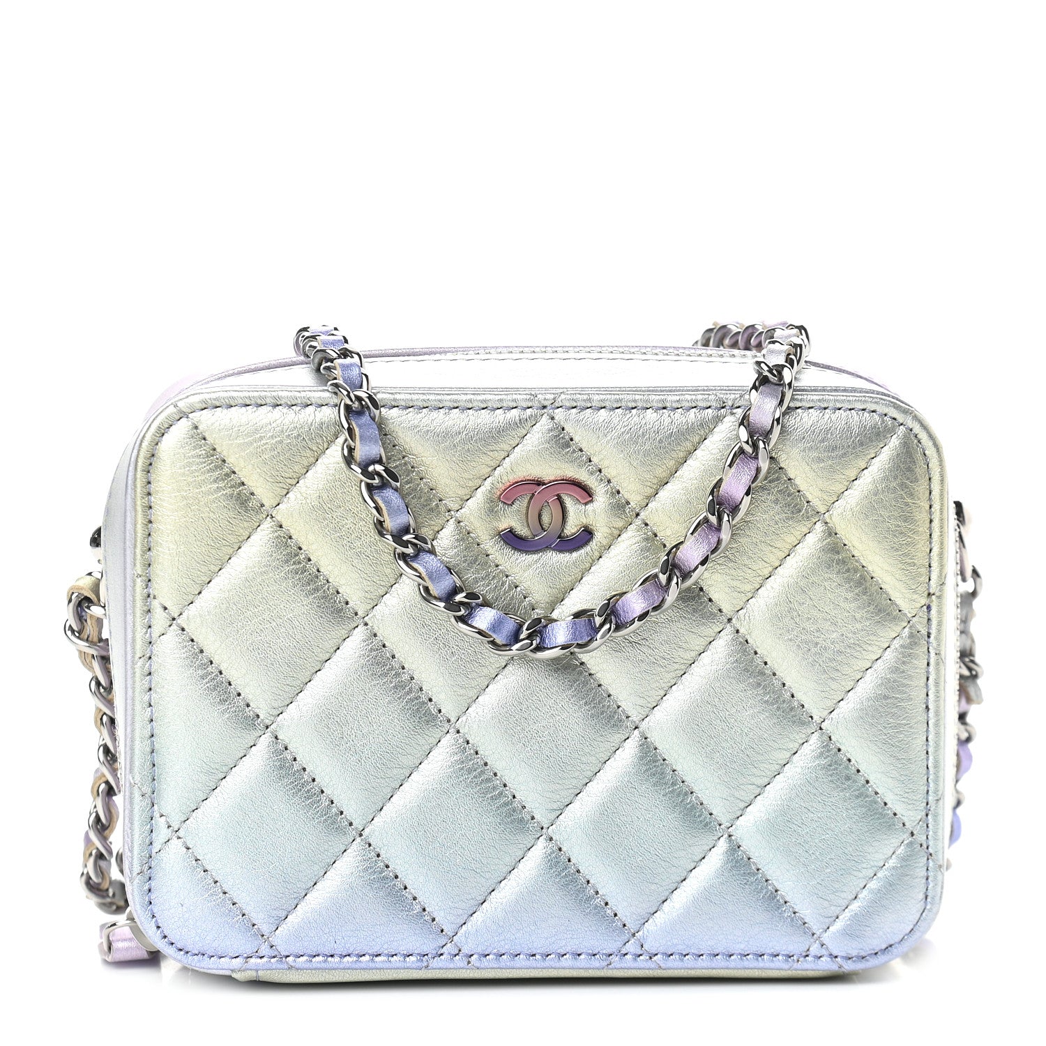 Chanel Metallic Gradient Calfskin Quilted Camera Case Blue Yellow Purple 1 of 9