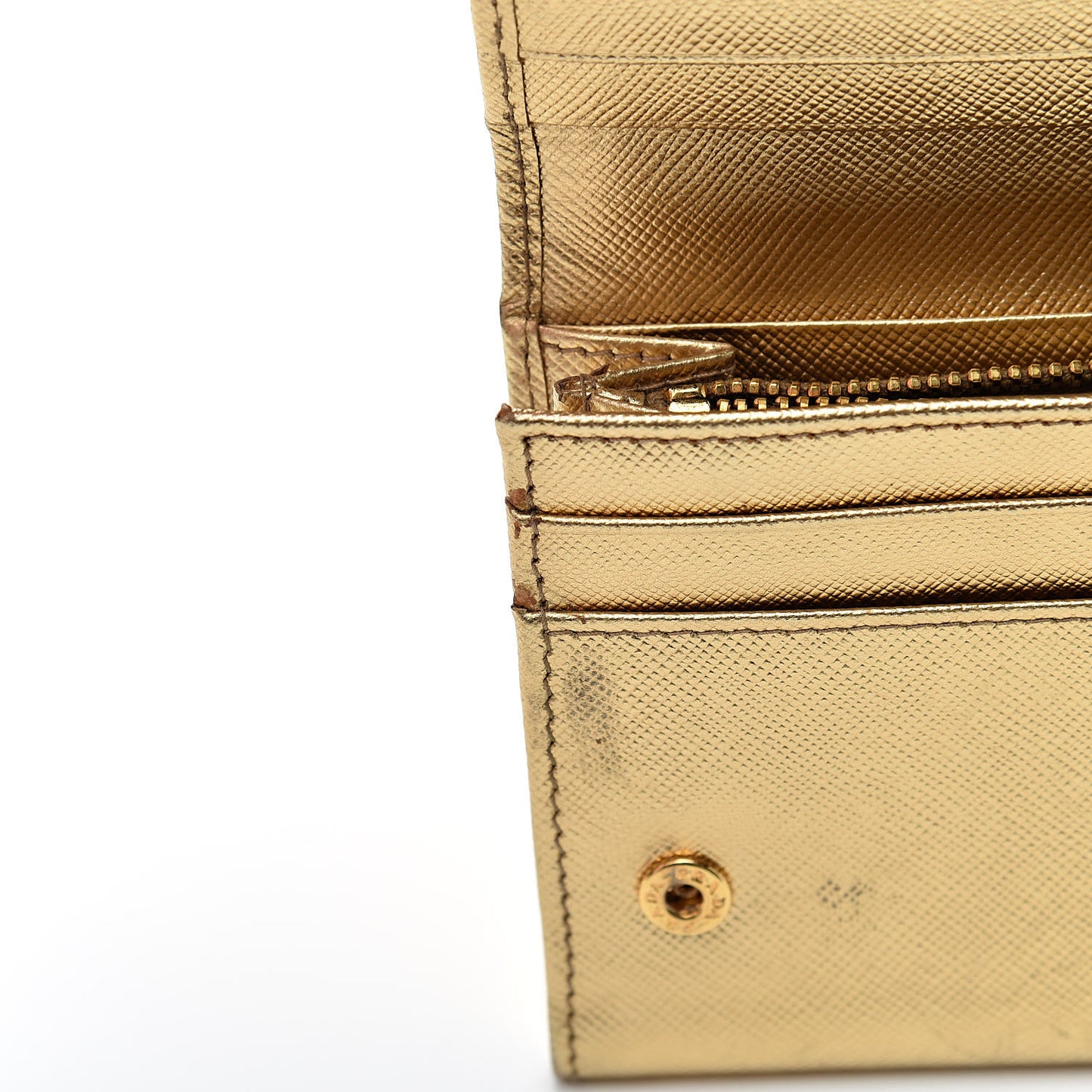 Metallic Saffiano Metal Continental Flap Wallet Platino